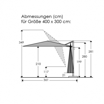 Schneider SET Ampelschirm Rhodos Grande 400x300cm anthrazit + Ständer + Hülle